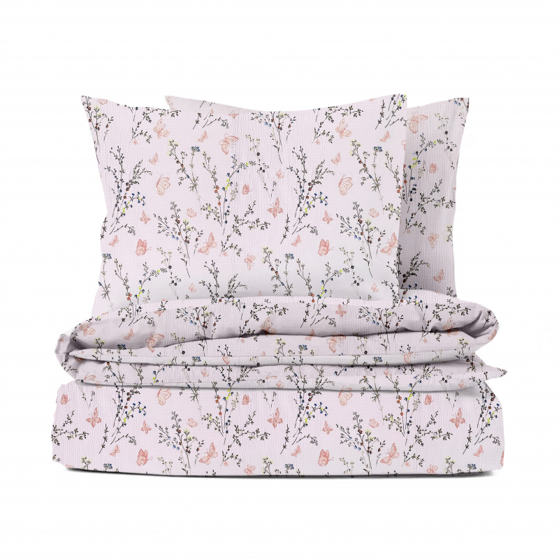 Ervi bavlněné KREPOVÉ povlečení - Romantický vzor na růžovém