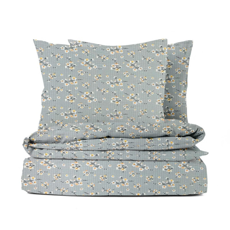 Ervi bavlněné KREPOVÉ povlečení -  Třešňový květ na šedém
