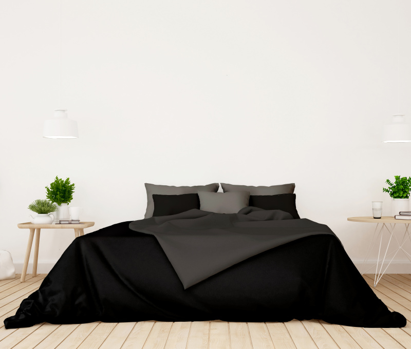 Ervi Luxsusní saténové oboustranné bavlněné povlečení šedé/černé