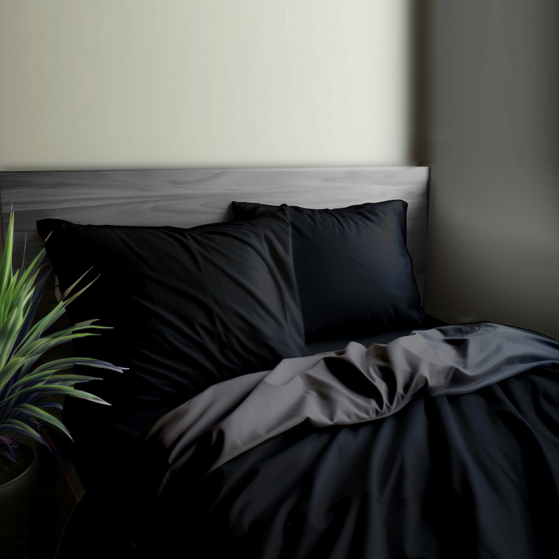 Ervi Luxsusní saténové oboustranné bavlněné povlečení šedé/černé