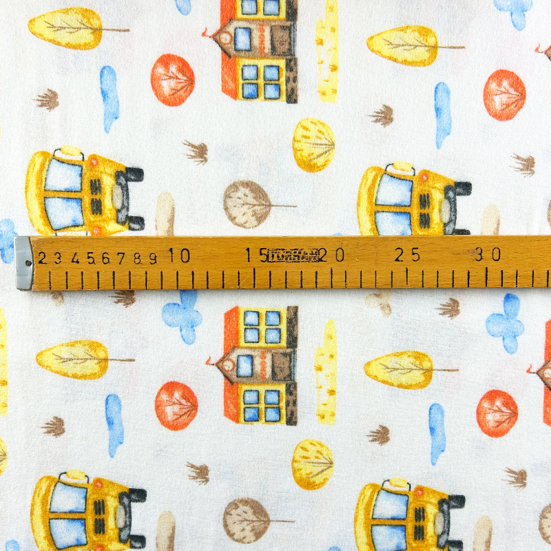 Ervi bavlna flanel š.150 cm Autobusy 25360-1 - šířka 150cm, metráž