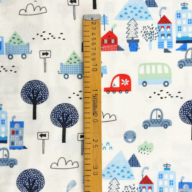 Ervi bavlna flanel š.150 cm Příběh ve městě 12152-4, metráž