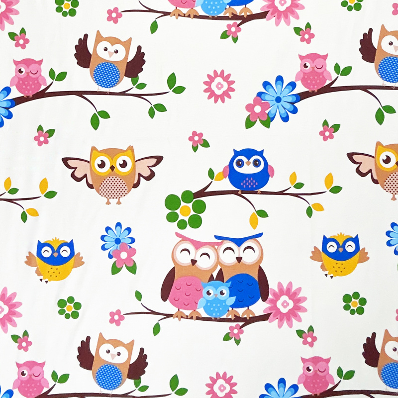 Ervi Bavlněná látka/plátno š.240cm - sovičky na bílém č.10329-1, metráž