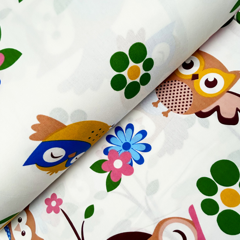 Ervi Bavlněná látka/plátno š.240cm - sovičky na bílém č.10329-1, metráž