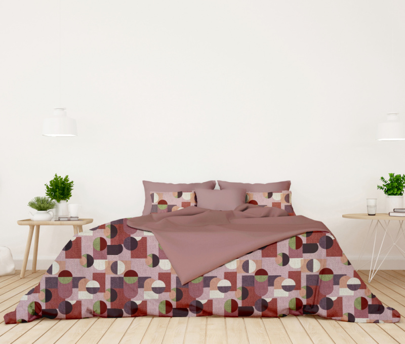 Ervi FLANELOVÉ bavlněné povlečení DUO - Abstrakce fialovo-šedá/růžové