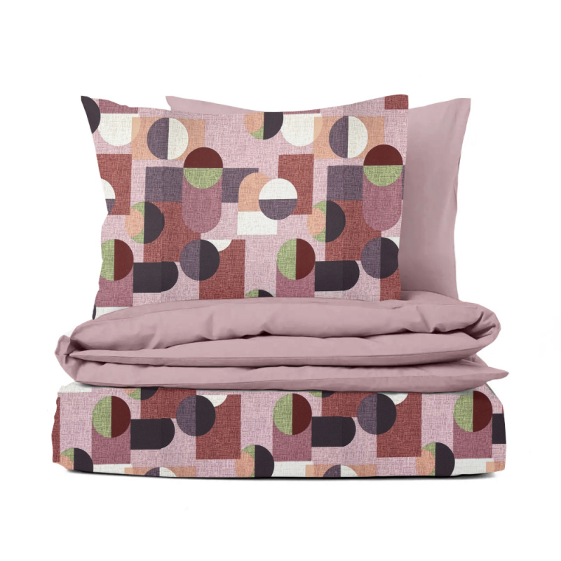 Ervi FLANELOVÉ bavlněné povlečení DUO - Abstrakce fialovo-šedá/růžové