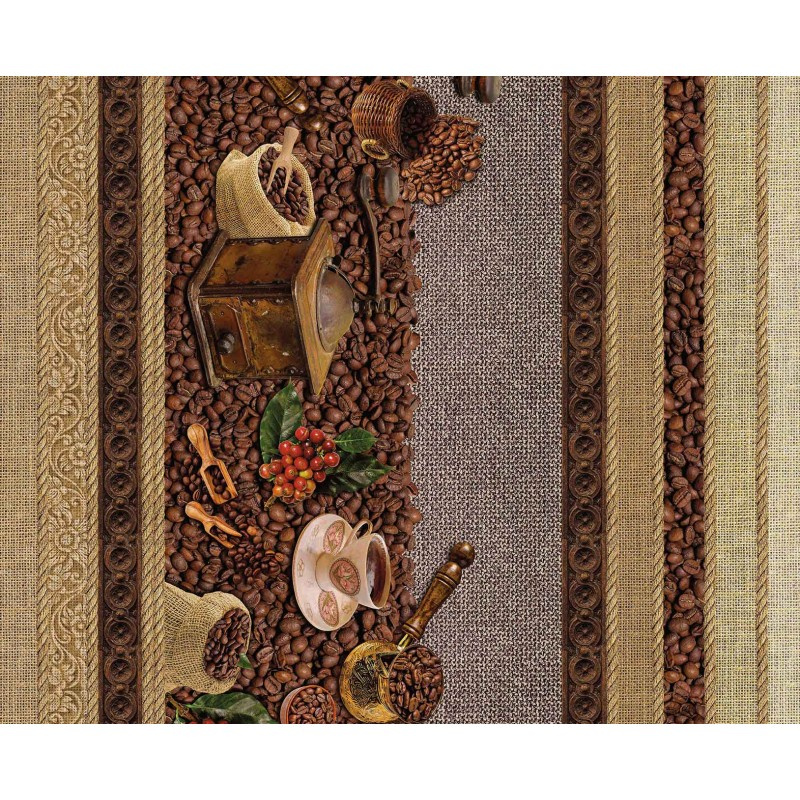Ubrus PVC M-197A -kávový motiv, Role 140cmx 20m