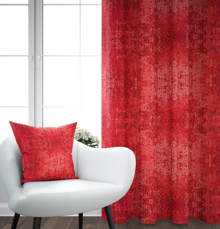 Ervi dekorační závěs - mačkaný samet červená