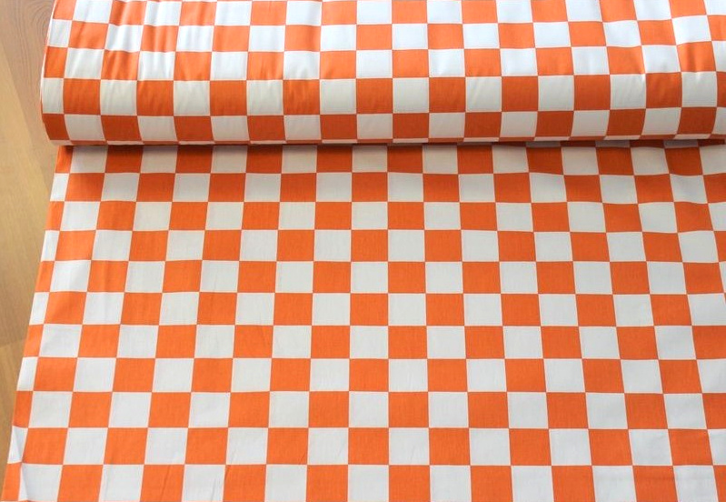 Ervi bavlna š.155 cm - kostka oranžová, metráž
