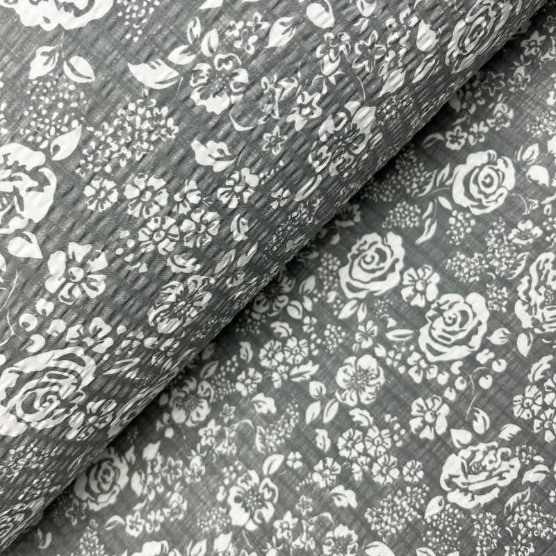 Ervi bavlna - Krep š.240 cm - Květy na šedém č.26550-4, metráž