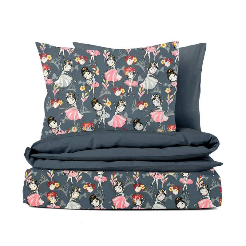 Ervi bavlněné povlečení oboustranné - baleríny na šedém/šedé