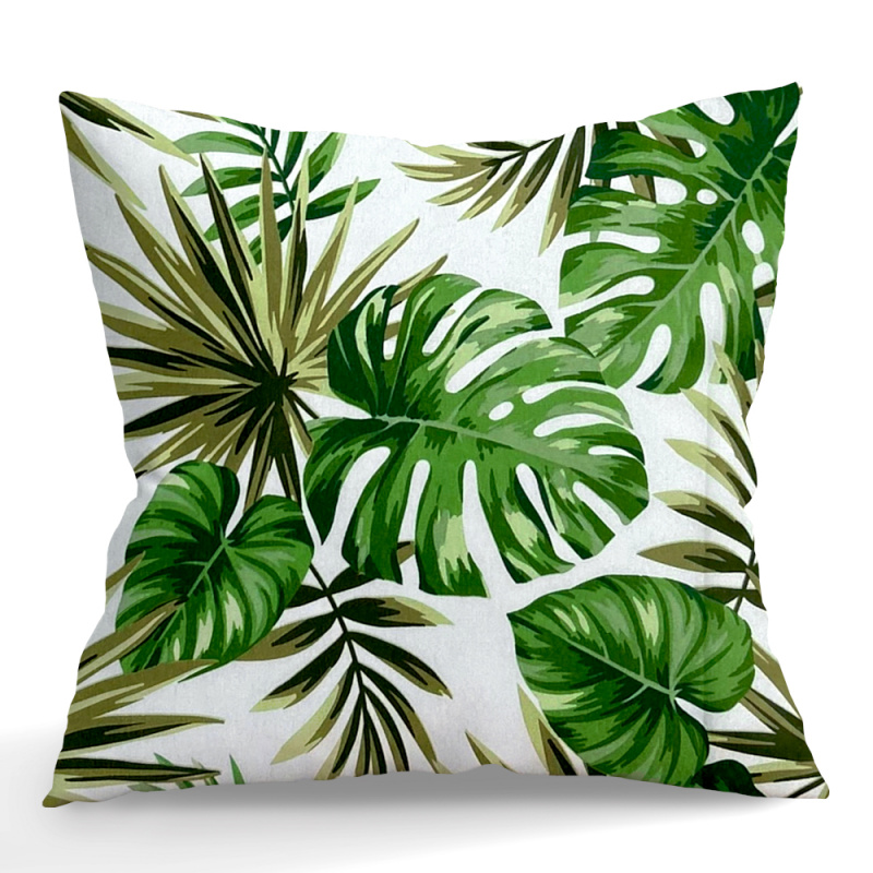 Ervi povlak na polštář bavlněný - Monstera zelená