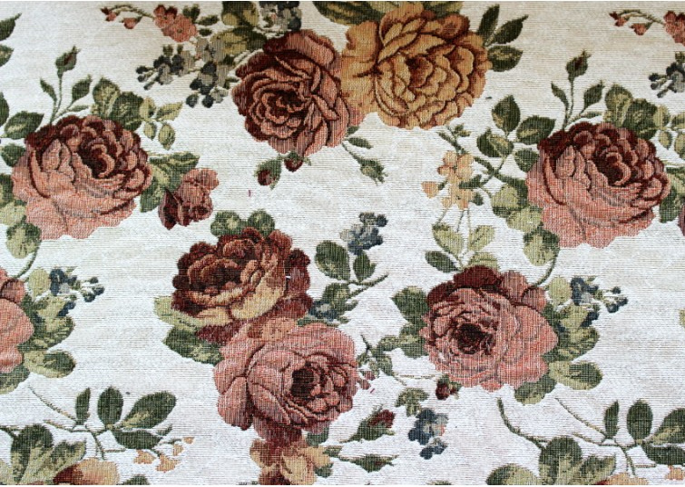 Dekorační/potahová  gobelínová látka růže gold - cream
