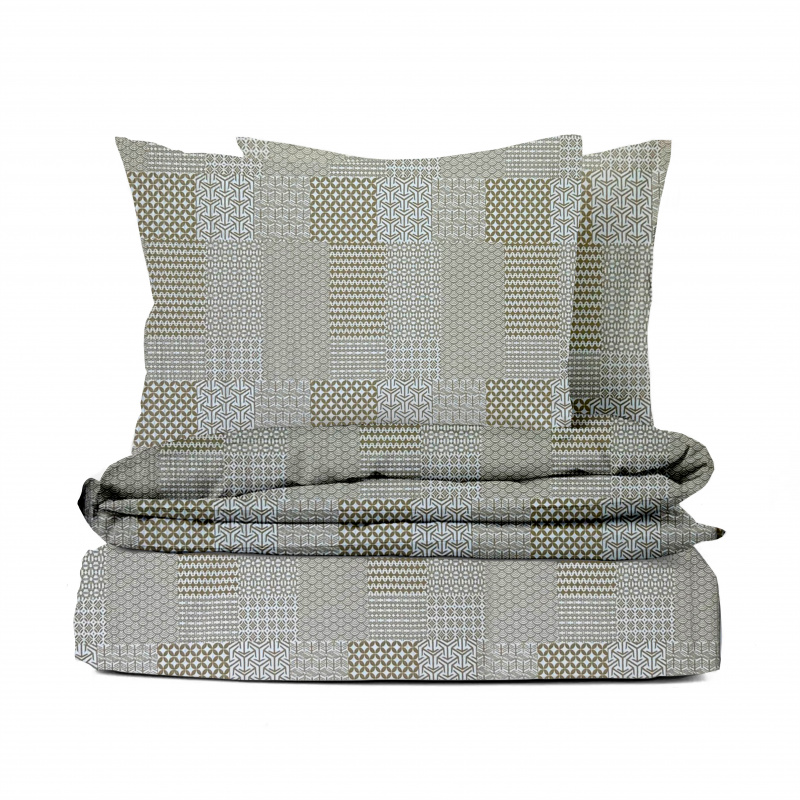 Ervi bavlněné KREPOVÉ povlečení - Geometrický vzor - hnědé