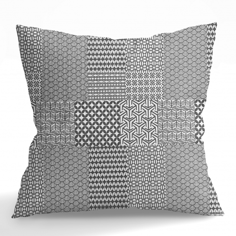 Ervi bavlněný KREPOVÝ povlak na polštář - Geometrický vzor - šedý