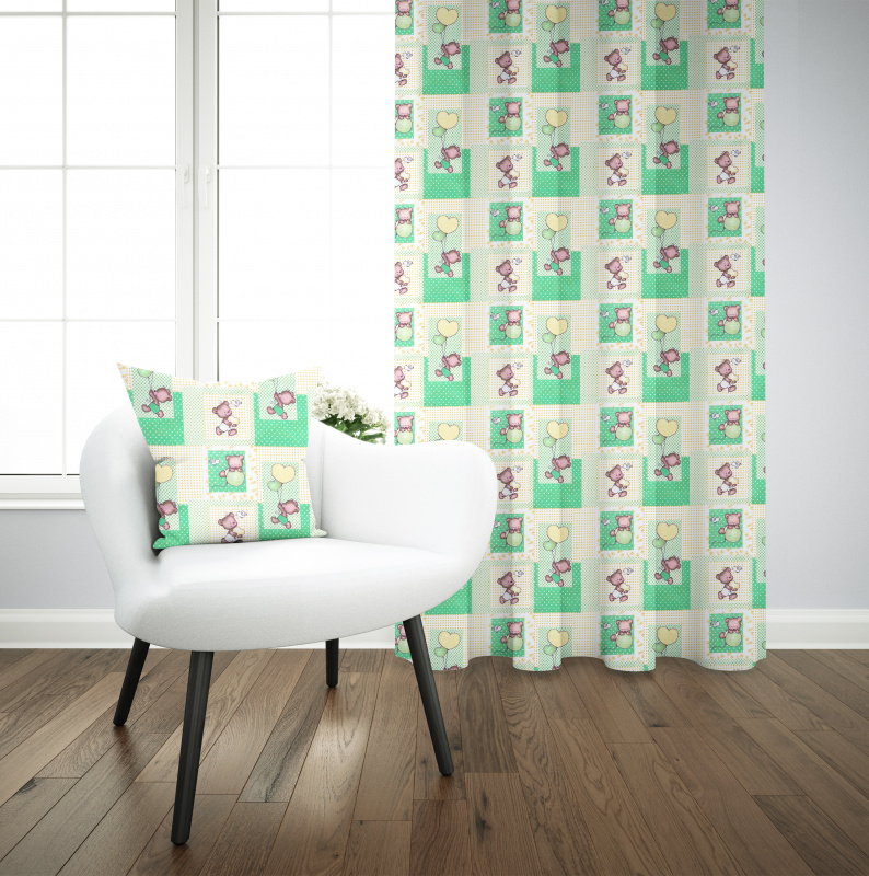 Ervi bavlněný závěs - Medvídek a balonky