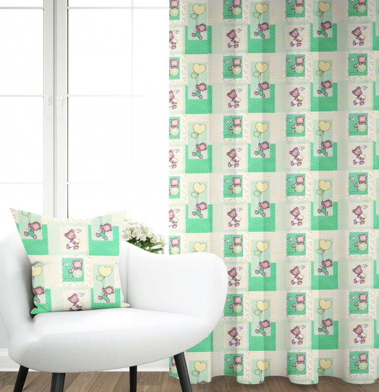 Ervi bavlněný závěs - Medvídek a balonky