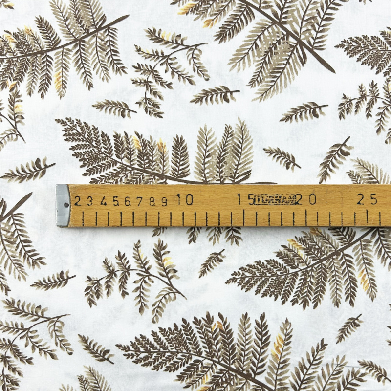 Ervi Bavlněná látka/plátno š.240cm - hnědé kapradí-26720-6, metráž