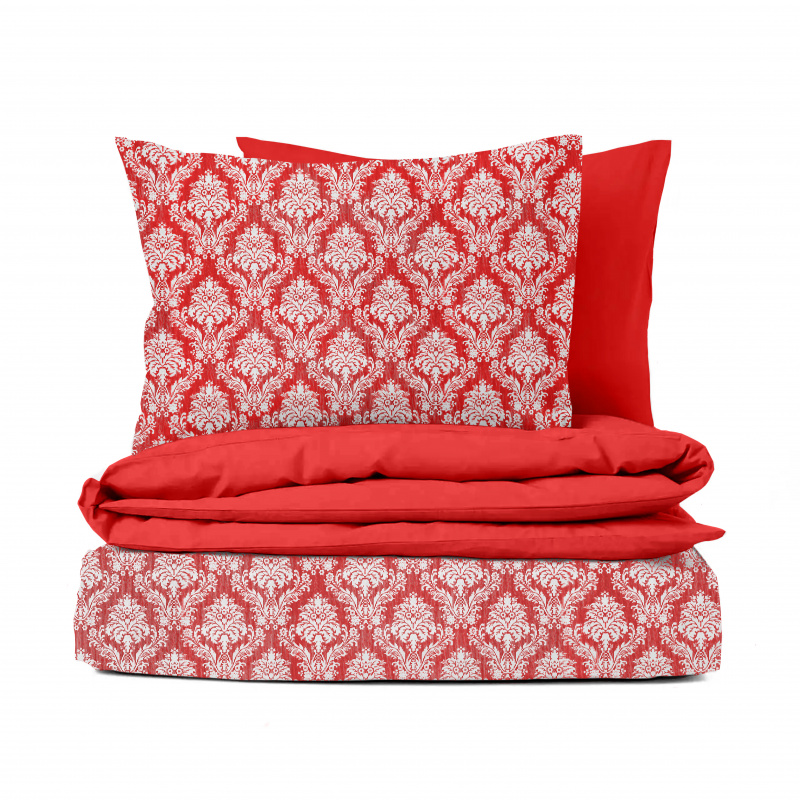 Ervi bavlněné povlečení oboustranné - Zámecký vzor červený/červená