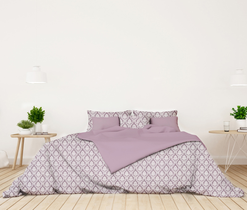 Ervi bavlněné povlečení oboustranné - Zámecký vzor fialový/fialová