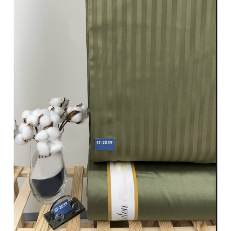 Ervi Luxsusní Damaškové Saténové bavlněné povlečení - Olivový zirkón