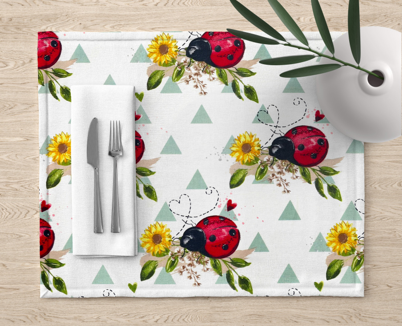 Ervi bavlněné prostírání na stůl - berušky a slunečnice