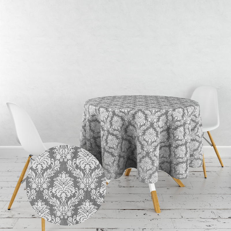 Ervi bavlněný ubrus na stůl oválný - ornament šedý
