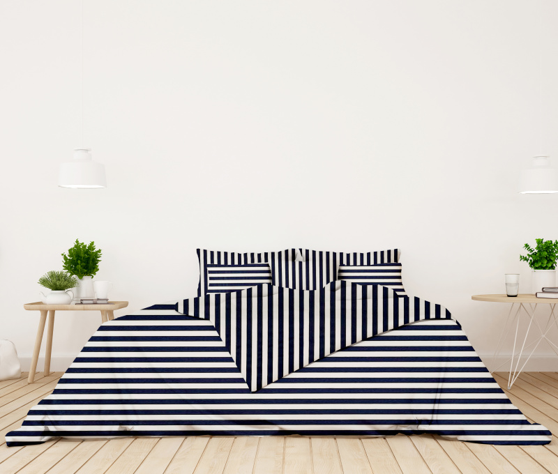 Ervi bavlněné povlečení oboustranné - tmavě modrý pruhy