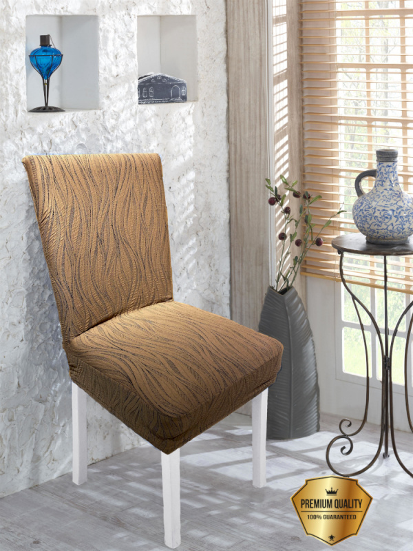 Napínací potah na židli s opěradlem Glamour - hnědý