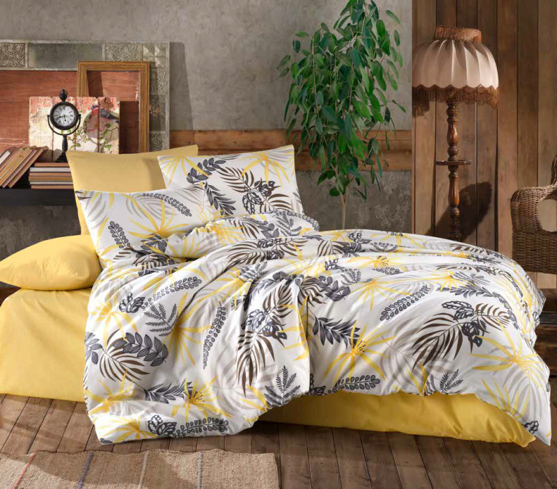 Ervi bavlněné povlečení oboustranné - Flora/žluté