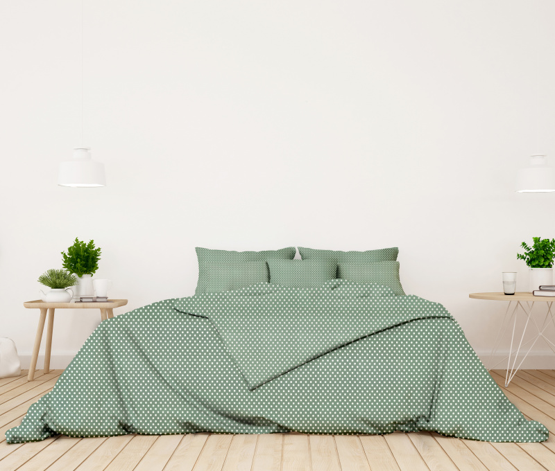 Ervi bavlněné povlečení - puntíky na zeleném