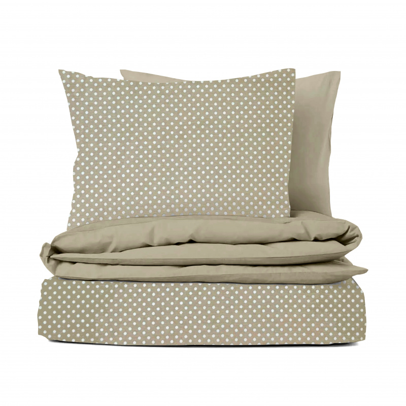 Ervi bavlněné povlečení oboustranné - puntíky na béžovém/béžové