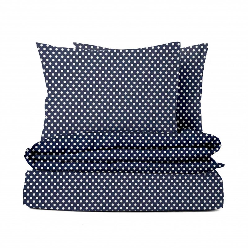 Ervi bavlněné povlečení - puntíky na tmavě modrém