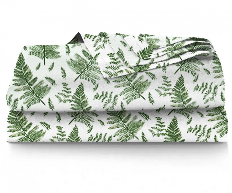 Ervi bavlněné prostěradlo -  zelené kapradí