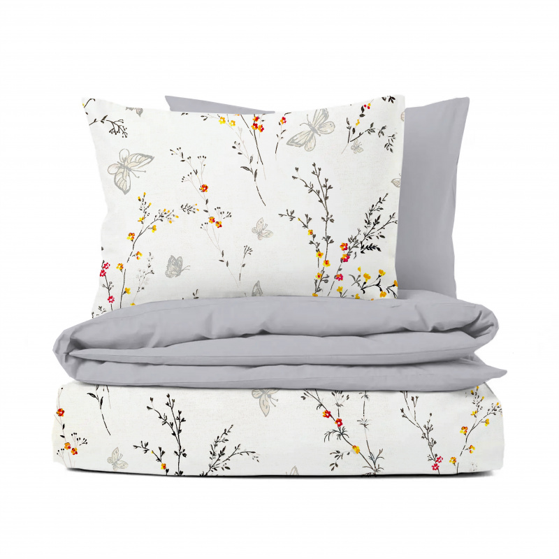 Ervi bavlněné povlečení - romantický vzor/šedé