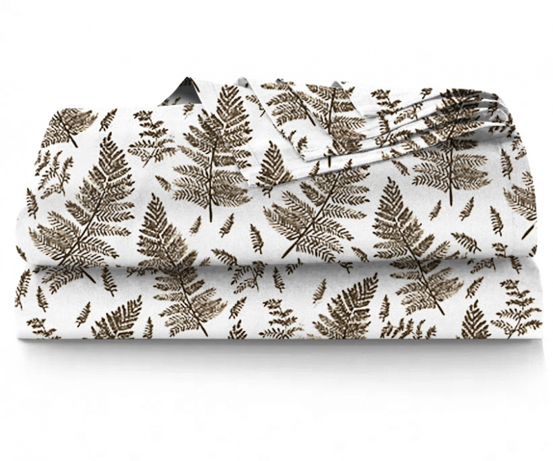 Ervi bavlněné prostěradlo -  hnědé kapradí