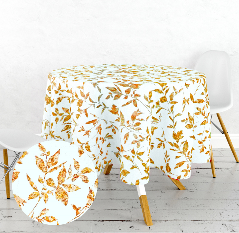 Ervi bavlněný ubrus na stůl oválný - Oranžové listy