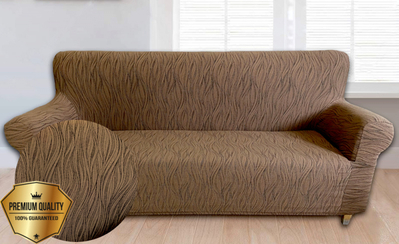 Napínací potah na třímístnou pohovku Glamour - hnědý