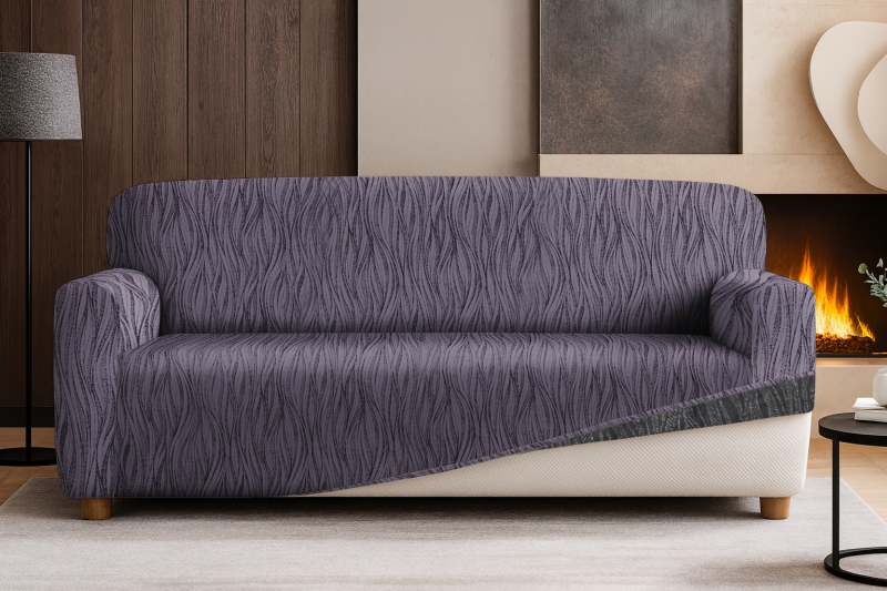 Napínací potah na třímístnou pohovku Glamour - antracit