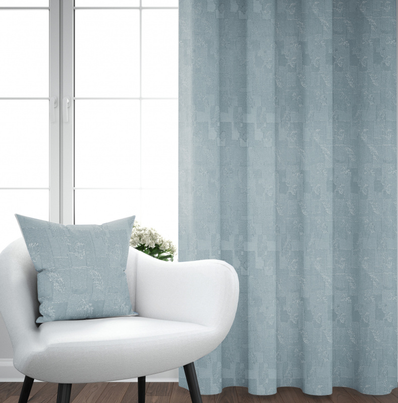 Ervi dekorační závěs - Estella listy světle modrá