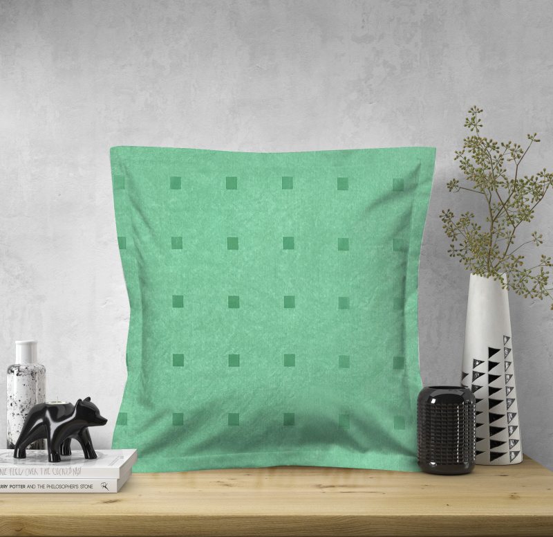 Ervi povlak na polštář dekorační s lemem - Čtverečky mint zelený
