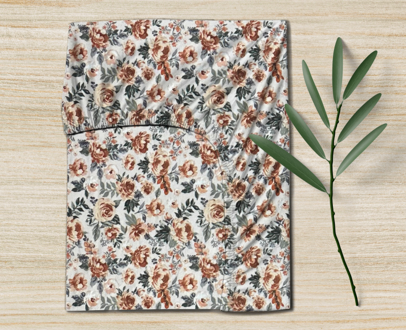 Ervi bavlněné napínací prostěradlo - Kvetoucí růže