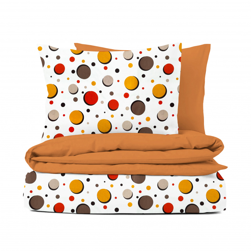 Ervi bavlněné povlečení oboustranné - barevné kruhy/oranžové