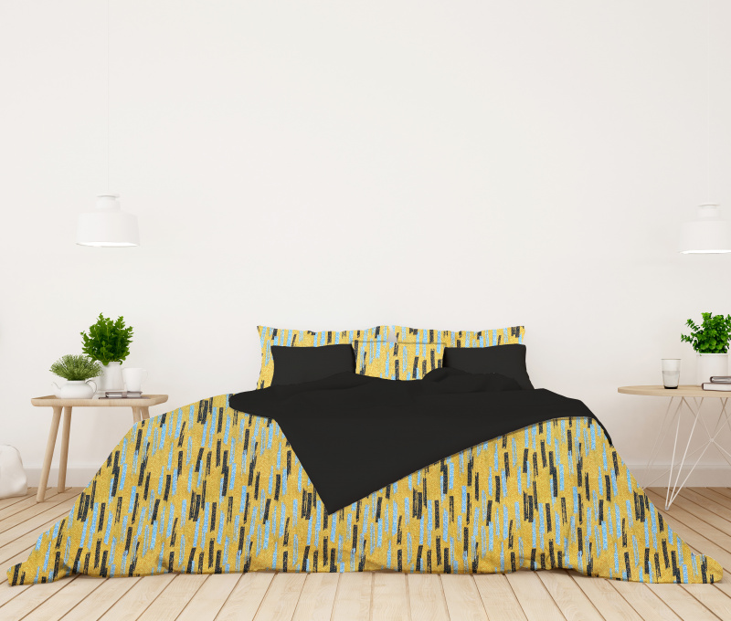 Ervi bavlněné povlečení oboustranné - Šmouhy na žlutém/černé