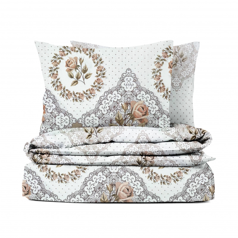Bavlněné povlečení Renforcé Růže - hnědé