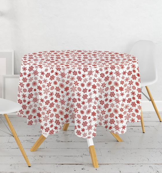 Ervi bavlněný ubrus na stůl oválný - Sněhové vločky