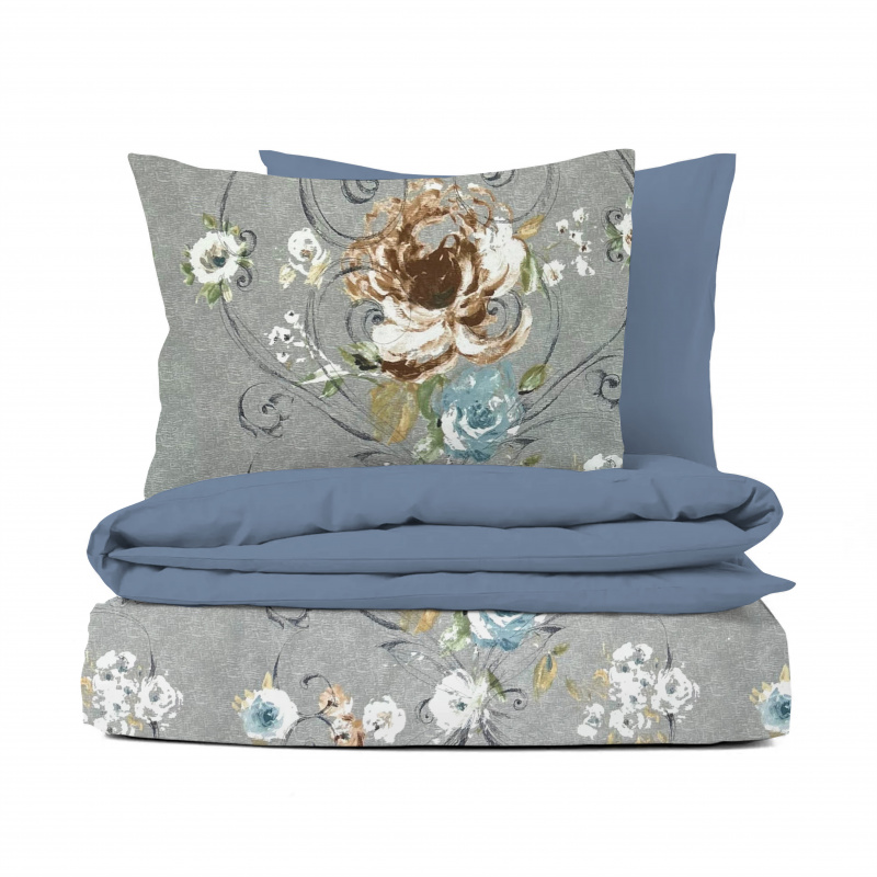 Ervi bavlněné povlečení oboustranné - Akvarel růže/modré