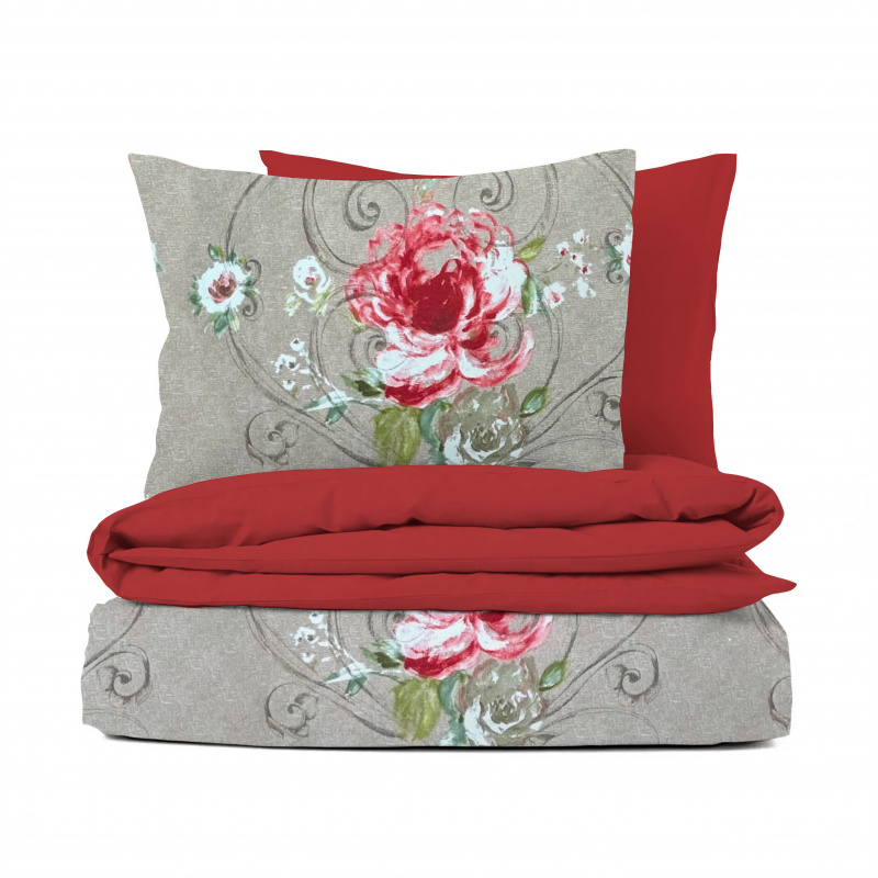 Ervi bavlněné povlečení oboustranné - Akvarel růže červené/červené