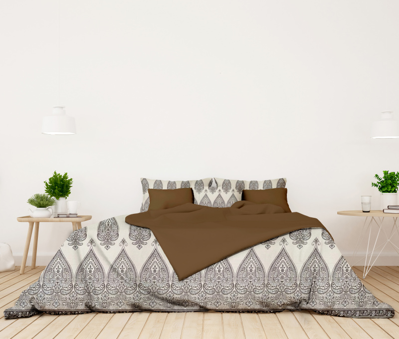 Ervi bavlněné povlečení oboustranné - orientální vzor/hnědé