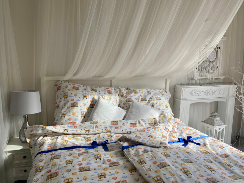 Ervi FLANELOVÉ bavlněné povlečení - autobusy